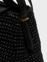 TOTEME - T-Lock Woven-Leather Top Handle Bag in Black