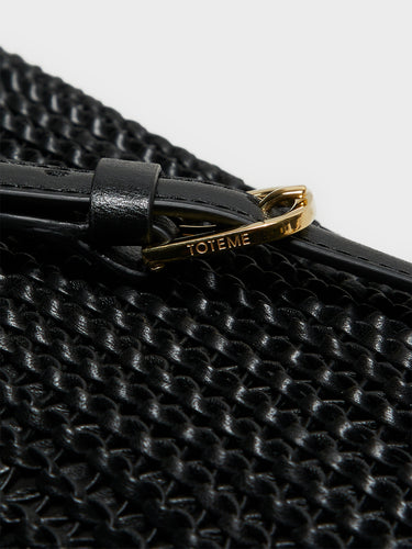 TOTEME - T-Lock Woven-Leather Top Handle Bag in Black