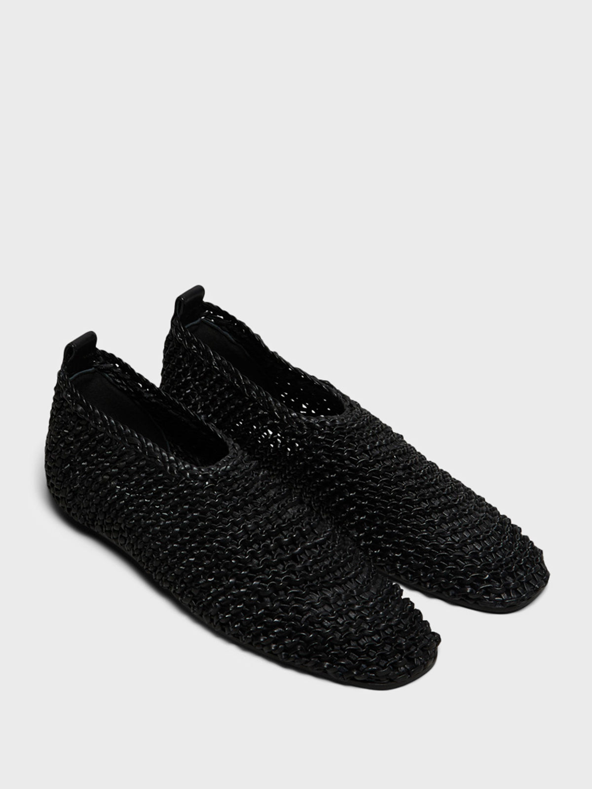 TOTEME - Woven Leather Ballerinas in Black