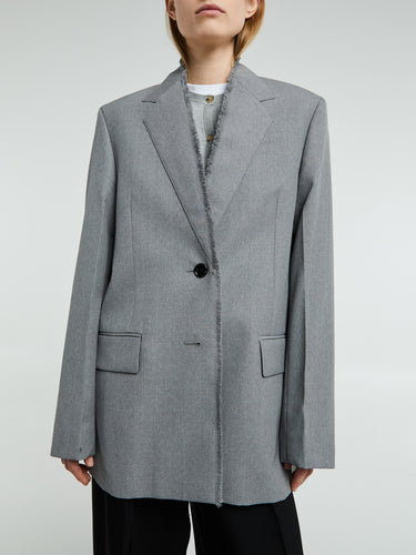 TOTEME - Raw Lapel Jacket in Pale Grey Melange
