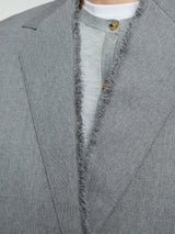 TOTEME - Raw Lapel Jacket in Pale Grey Melange
