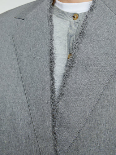 TOTEME - Raw Lapel Jacket in Pale Grey Melange
