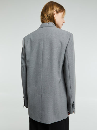 TOTEME - Raw Lapel Jacket in Pale Grey Melange