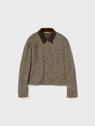 Homespun Tweed Zip Blouson in Brown