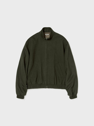 Baby Camel Flannel Zip Blouson i Dark Olive