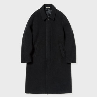 Auralee - Sponge Bonded Wide Wale Wool Soutien Collar Coat in Black