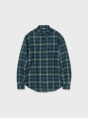 Airy Wool Check Shirt i Forest Green og Navy