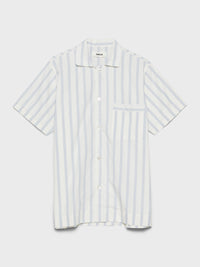 Tekla - Poplin Pyjamas Short Sleeve Shirt in Needle Stripes