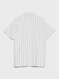 Tekla - Poplin Pyjamas Short Sleeve Shirt in Needle Stripes