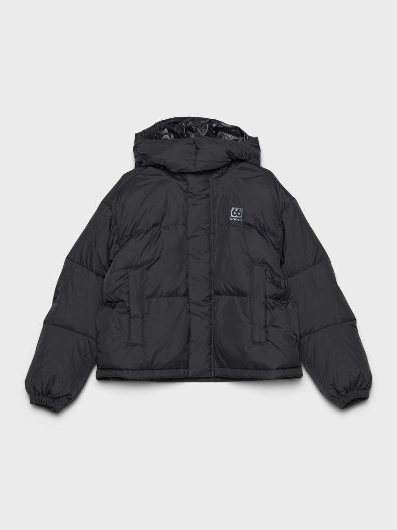 66 North - Dyngja Down Cropped Jacket in Obsidian