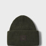 Acne Studios - Large Pansy Face Logo Beanie in Dark Khaki Melange