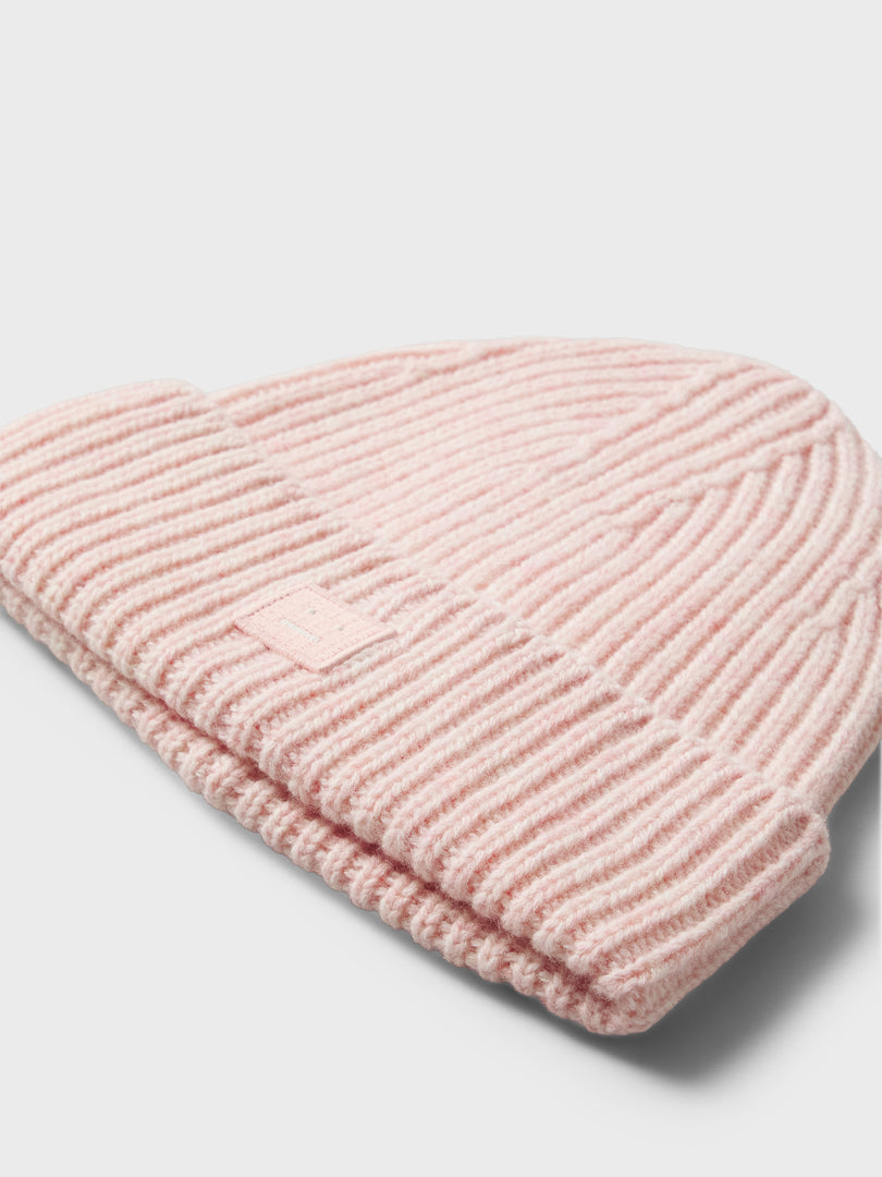 Mini Pansy Face Logo Beanie in Faded Pink Melange
