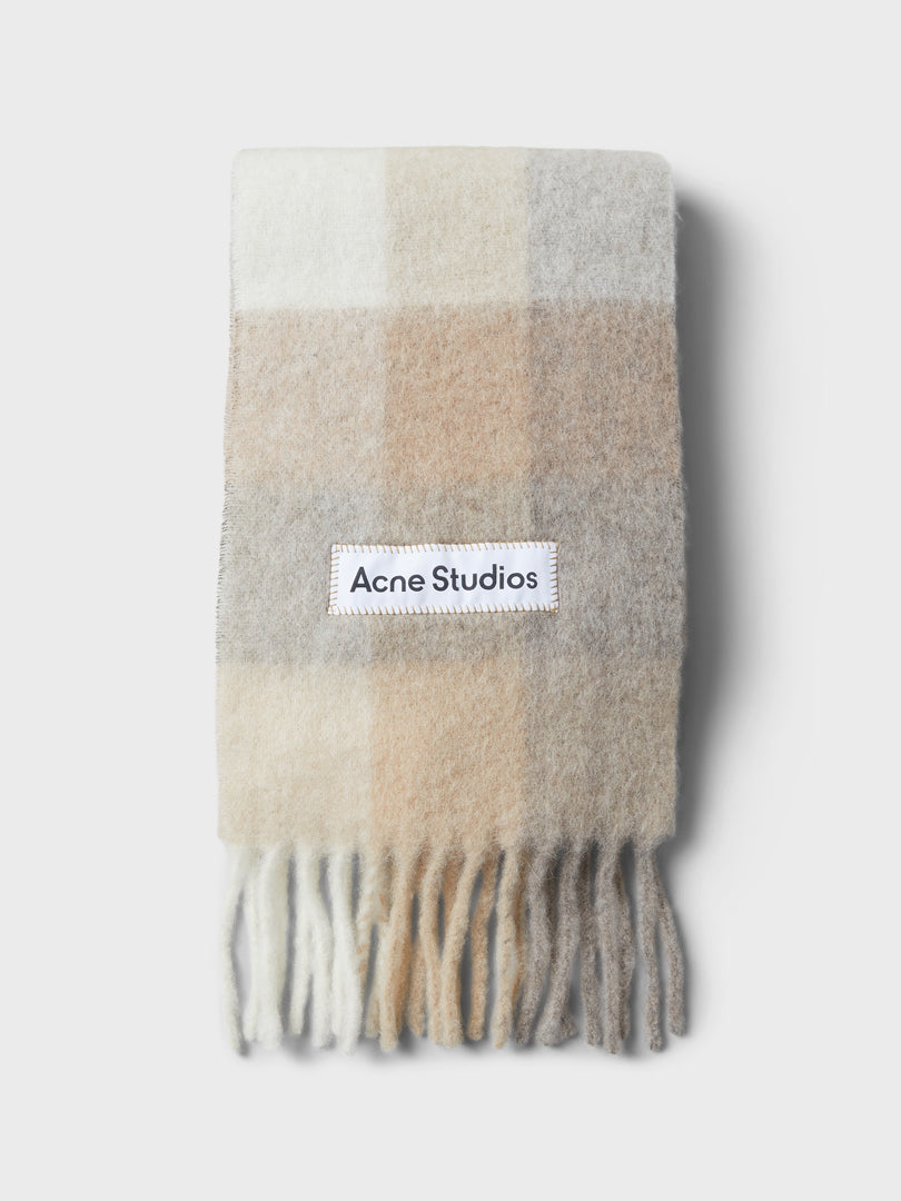 Acne Studios - Mohair Checked Scarf in White and Beige