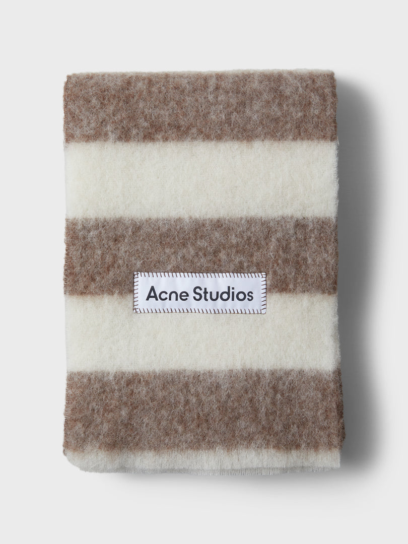 Acne Studios - Wool-blend Stripe Scarf in Brown and White