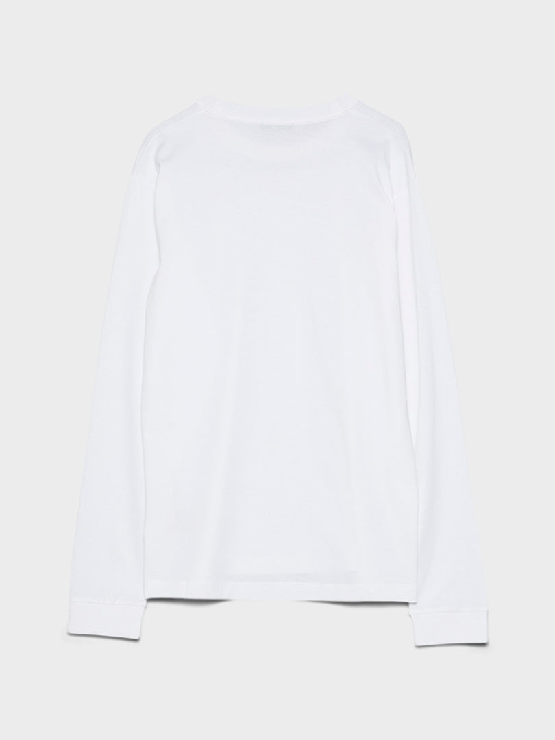 Acne Studios Face - Elwood Face Long Sleeved Tee in Optic White