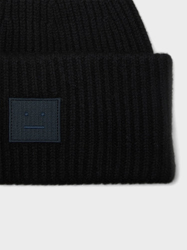 Acne Studios - Large Pansy Face Logo Beanie in Black