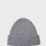 Acne Studios Face - Ribbed Knit Beanie Hat in Grey Melange