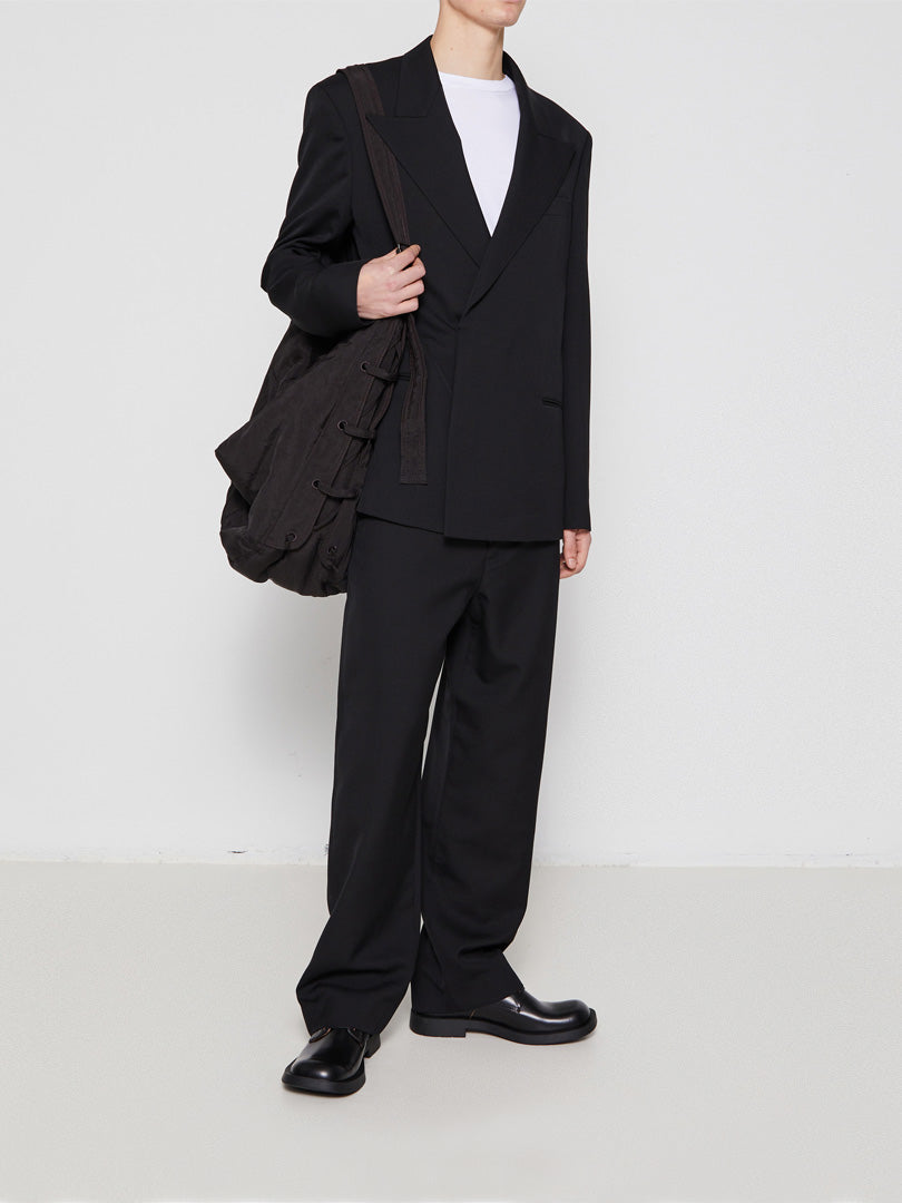 Wool Blend Trousers in Black