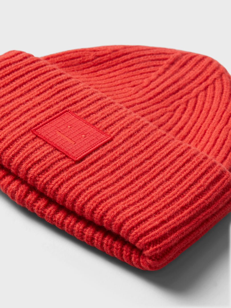 Large Pansy Face Logo Beanie in Sharp Red