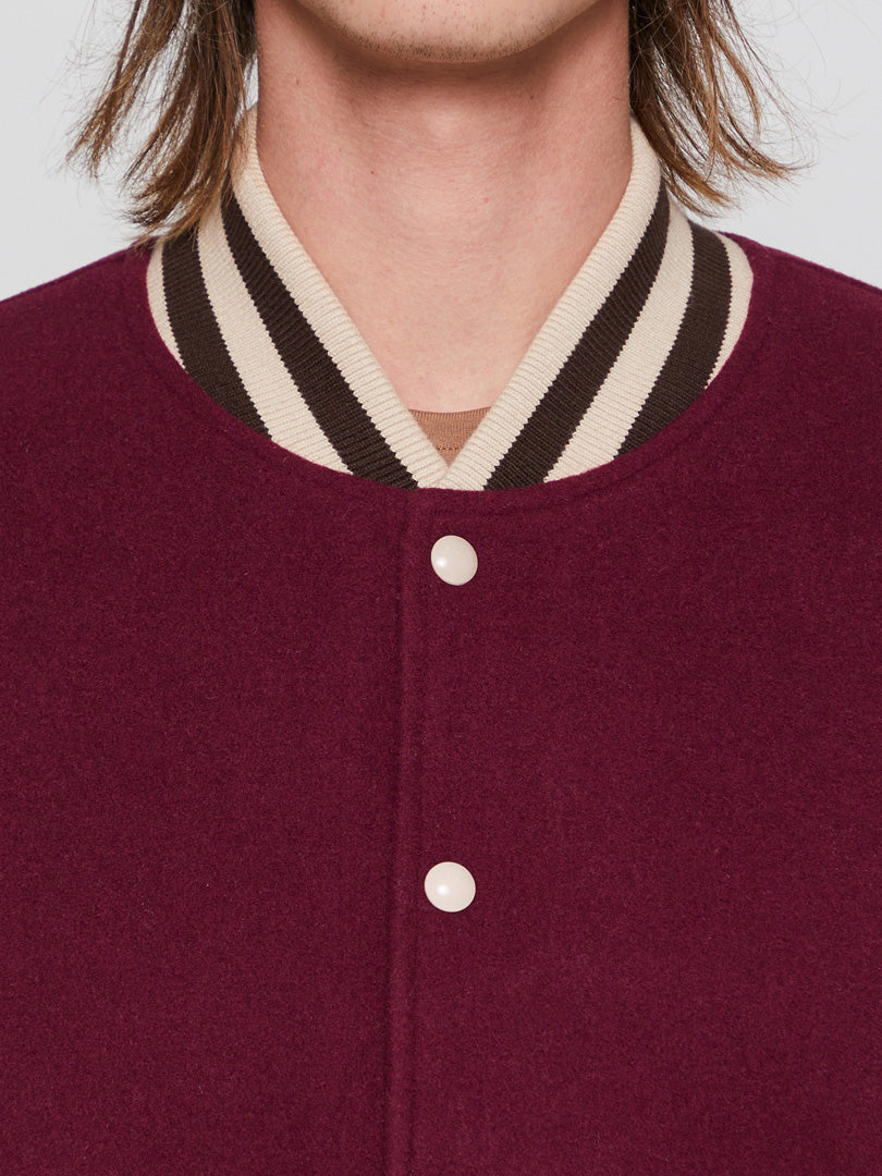 Wool Blend Jacket in Wine Red