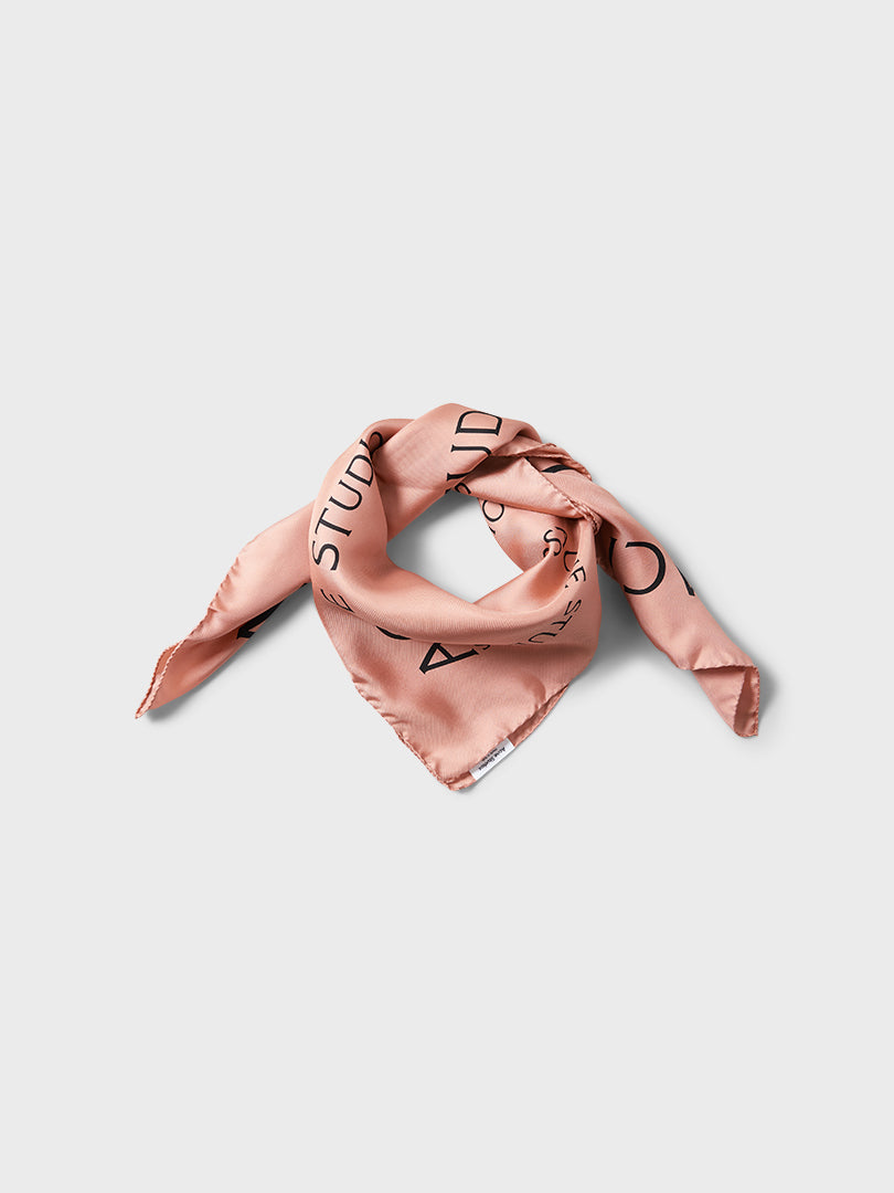 Logo Silk Scarf in Dusty Pink