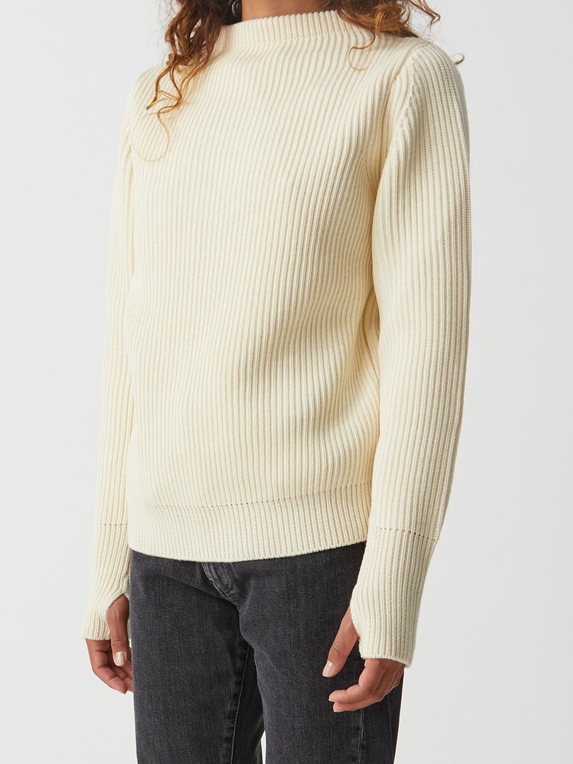 Navy Crewneck Knitwear in Off-White