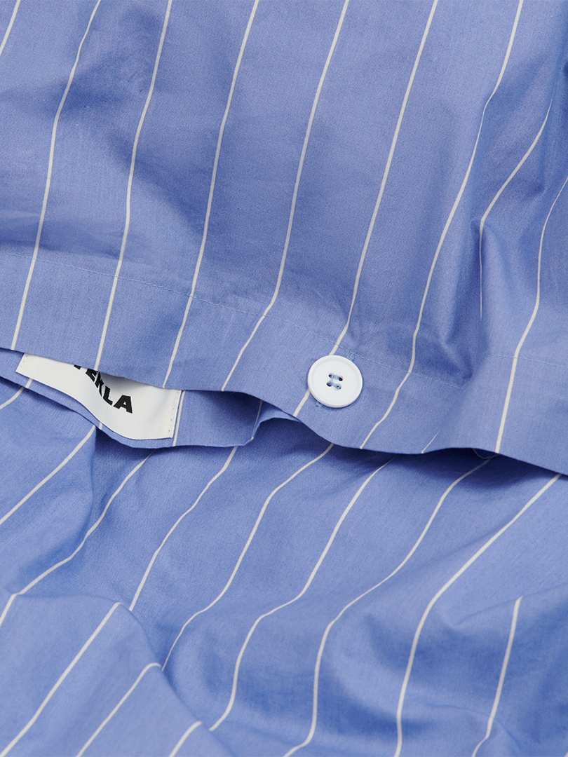 Percale Duvet Cover in Clear Blue Stripes