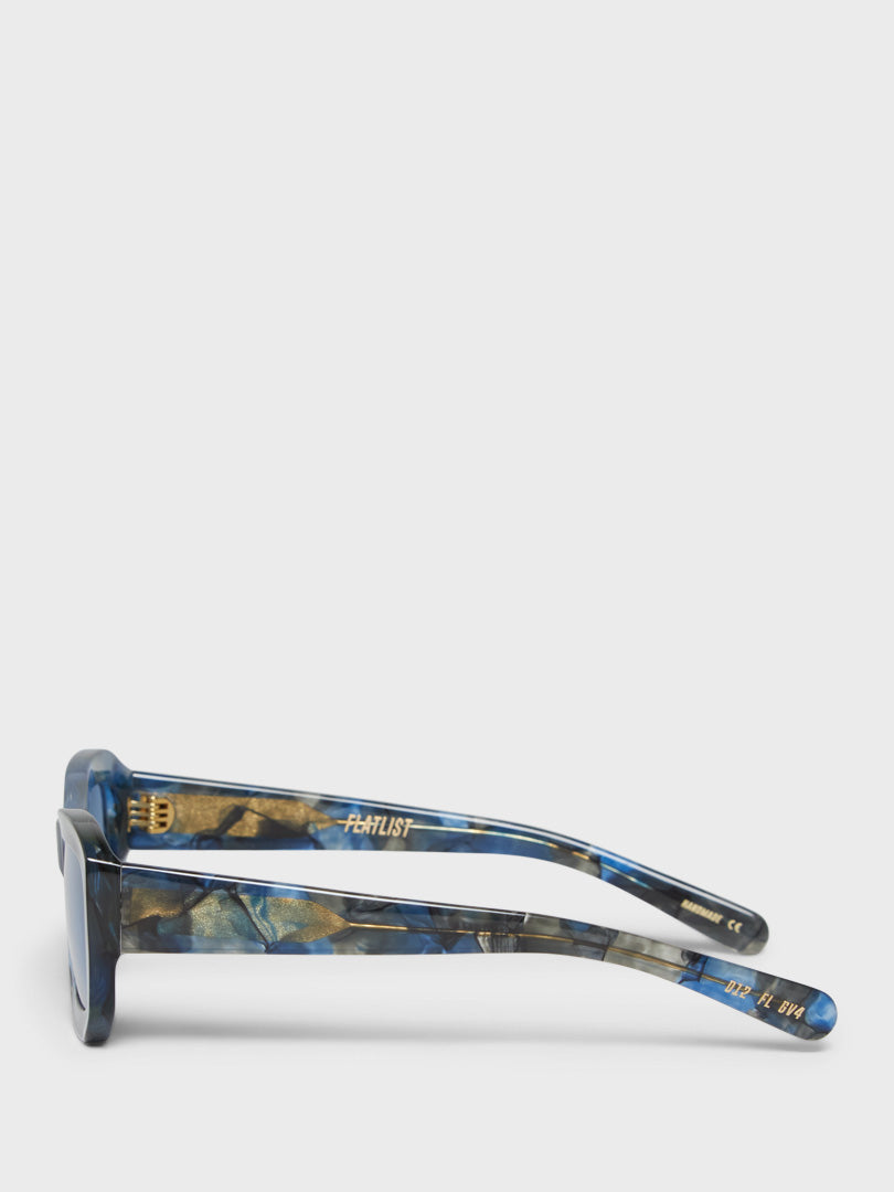 Norma Sunglasses in Fancy Blue Tortoise and Solid Blue Lens