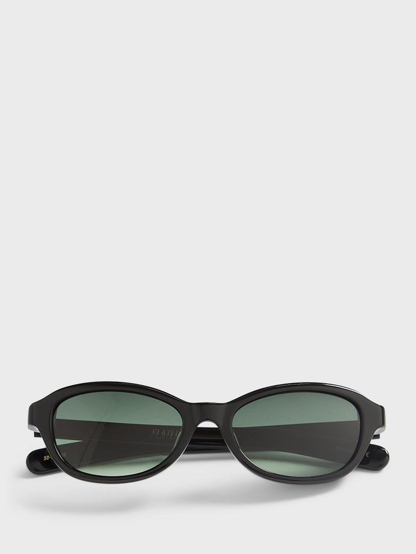 Flatlist - Priest Sunglasses in Solid Black and Green Gradient Lens