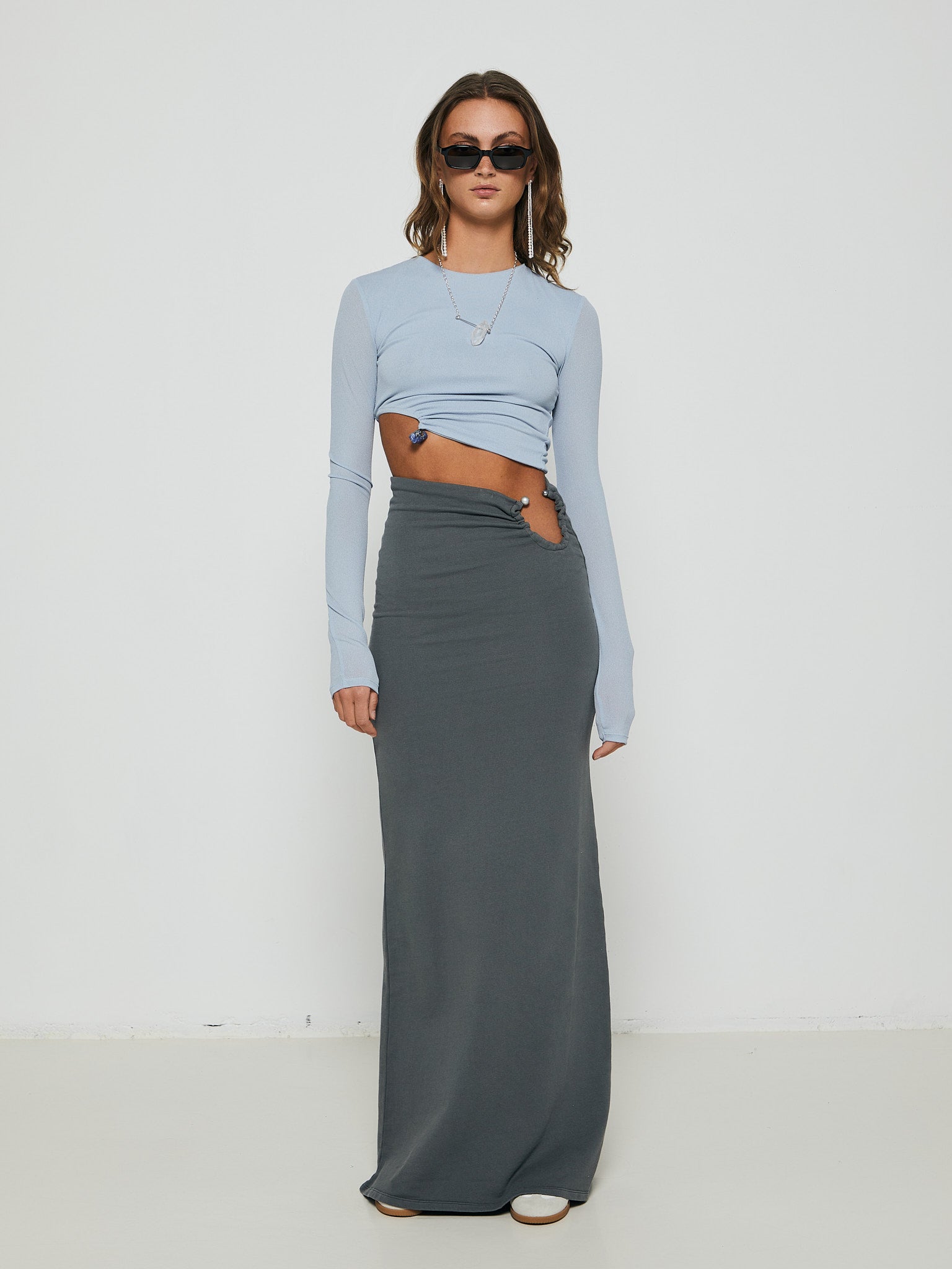 Natural Stone Cropped Top in Sky Blue