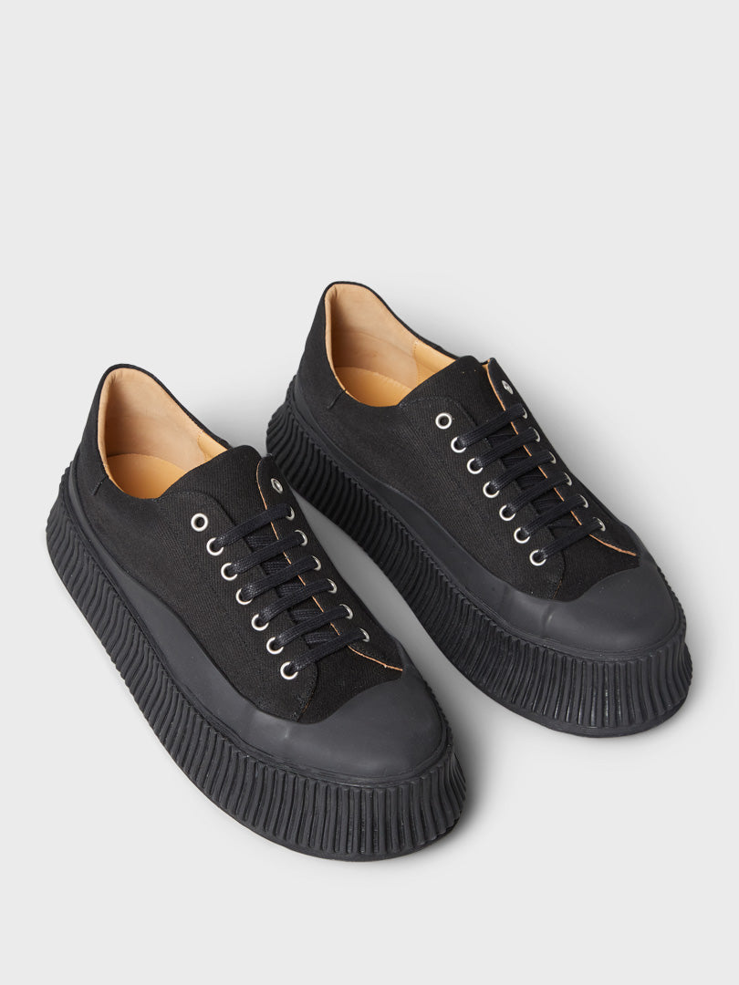 Chunky Canvas Sneakers in Black