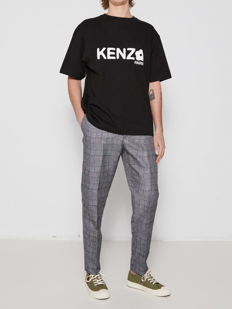 Wavy Check Suit Trousers in Grey