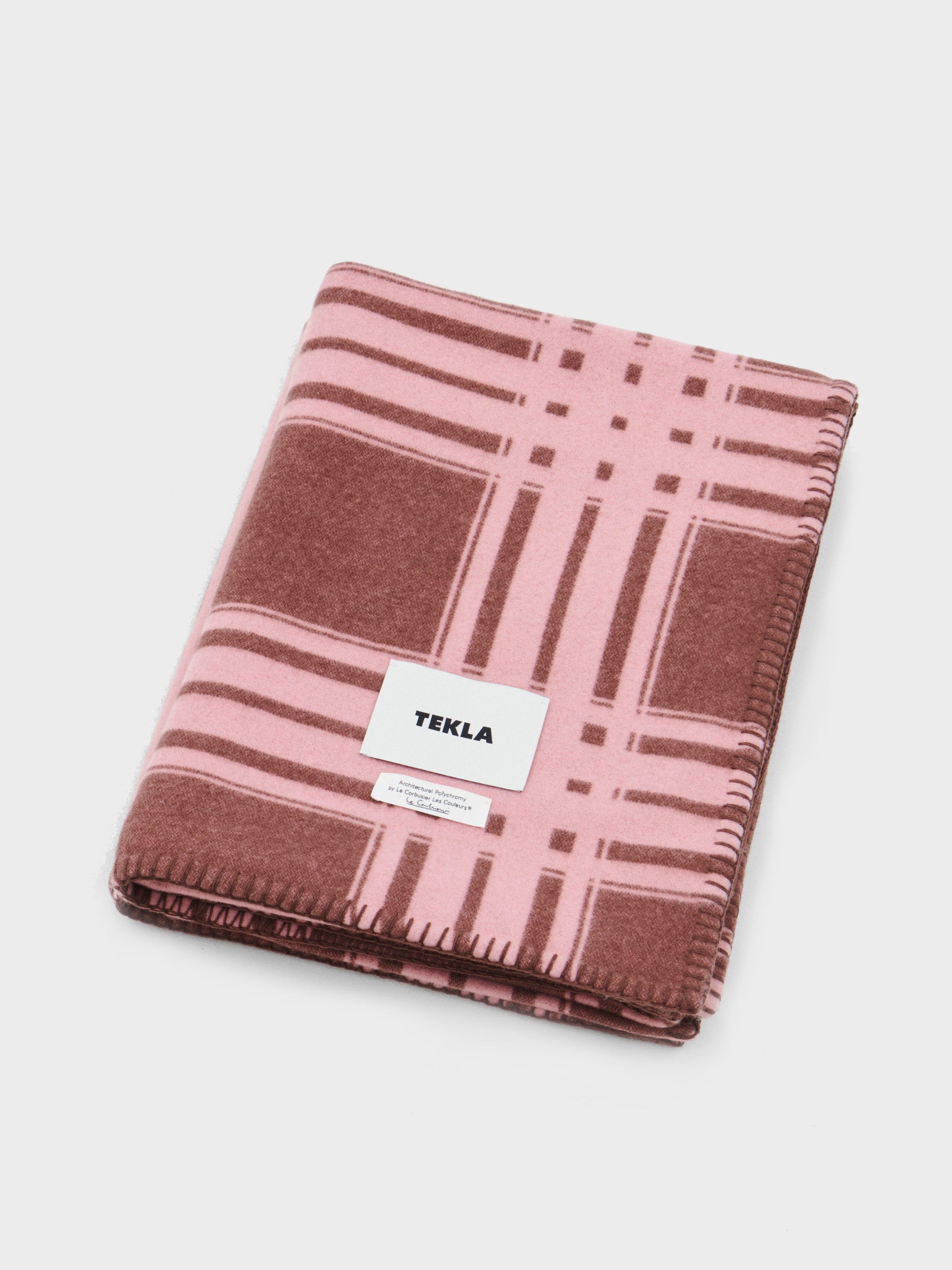 Tekla - Cashmere and Lambswool Blanket in Terre Sienne Brulee and Rose Vif