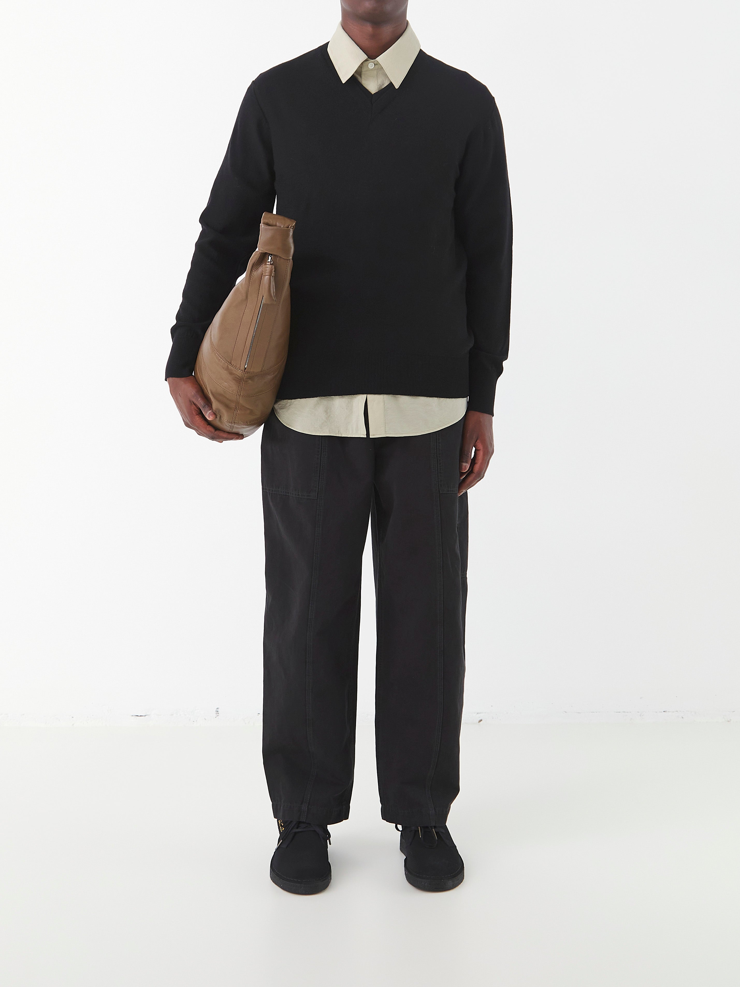 Lemaire - Trompe L'Oeil V-Neck Sweater in Black