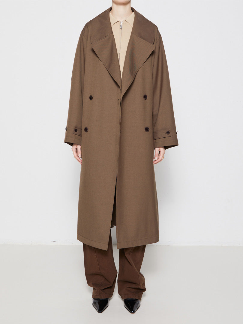 Lemaire - Double Breasted Overcoat in Olive Brown – stoy