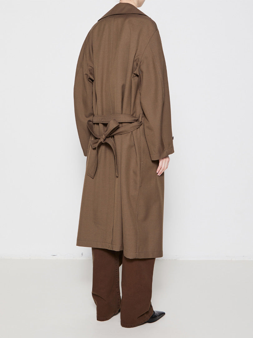 Lemaire - Double Breasted Overcoat in Olive Brown – stoy