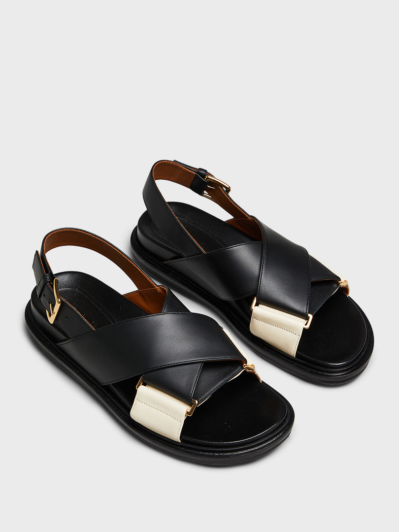 Fussbett Sandals in Black and Silk White