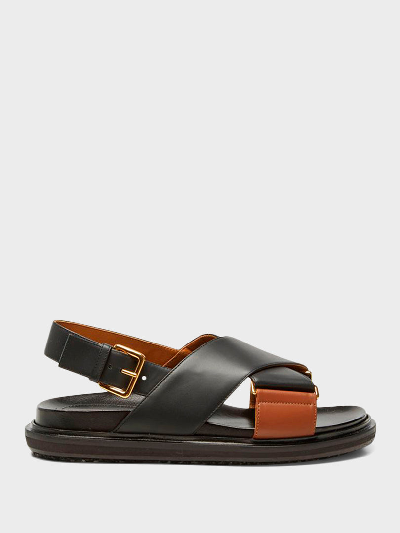 Marni - Fussbett Sandals in Black and Maroon – stoy