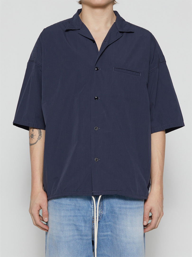 Nanamica - Open Collar Wind H/S Shirt in Marine Navy – stoy