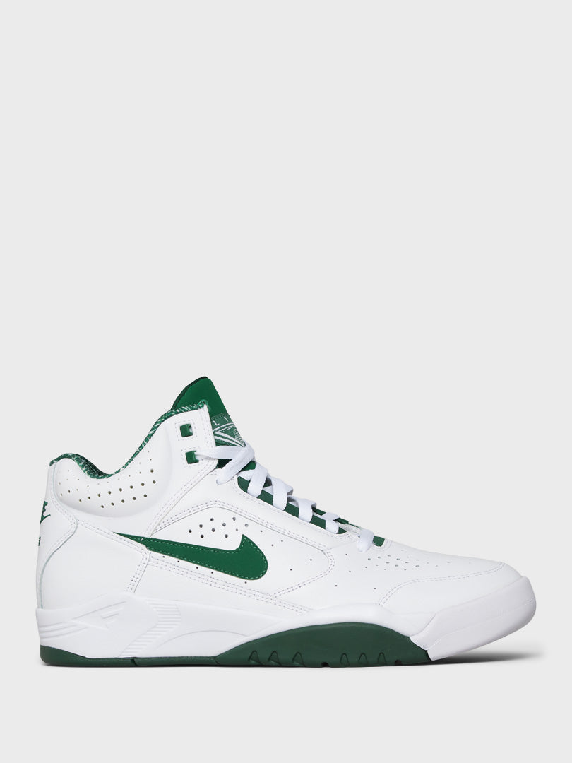 Nike - Air Flight Lite Mid Sneakers in White and Gorge Green
