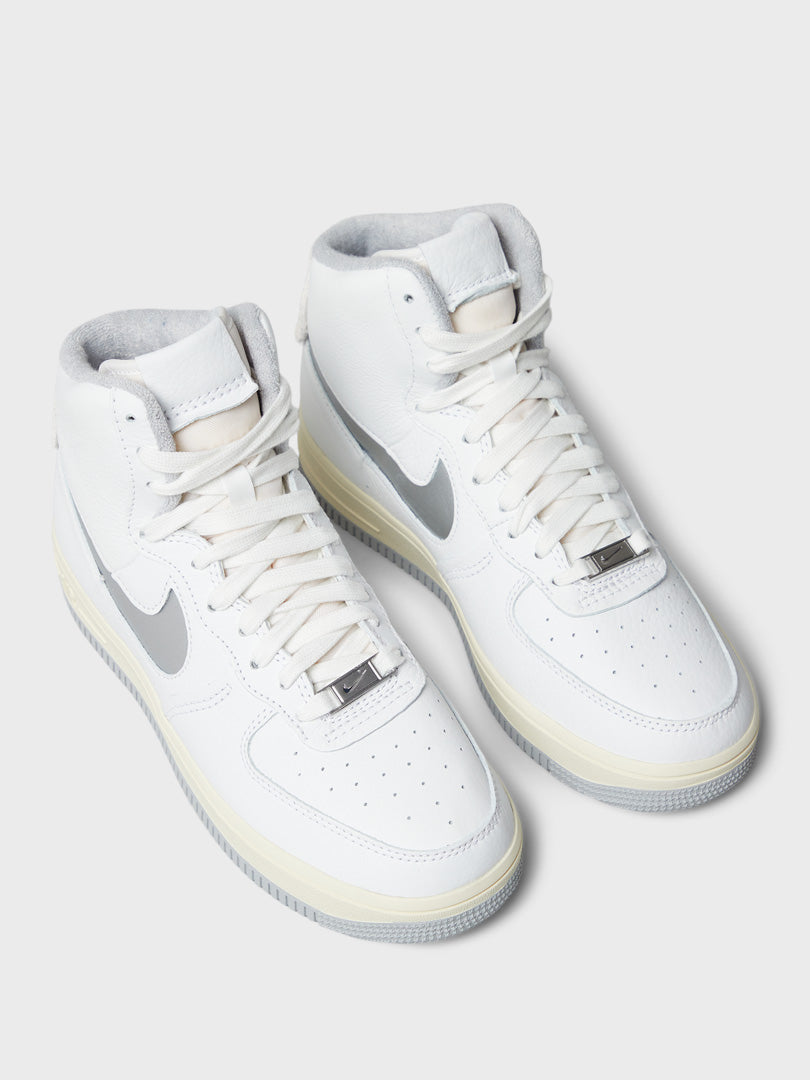 Air Force 1 Strapless Sneakers in Summit White and Silver
