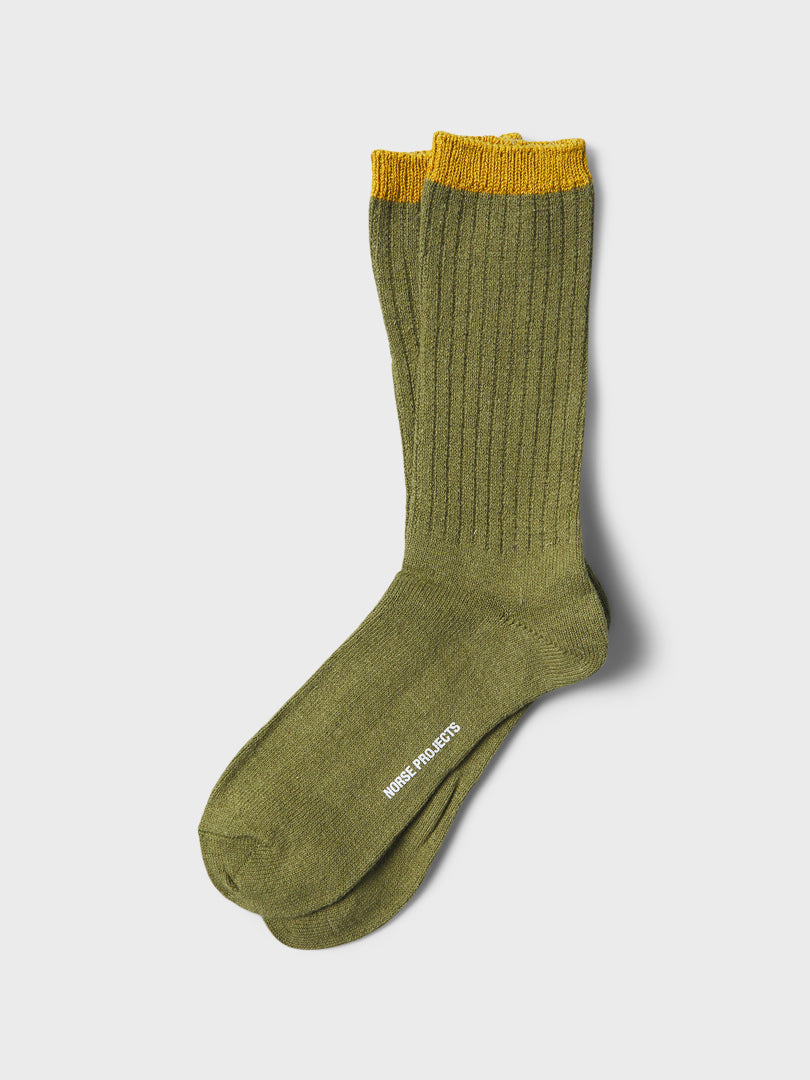 Norse Projects - Bjarki Cotton Hemp Socks in Ivy Green