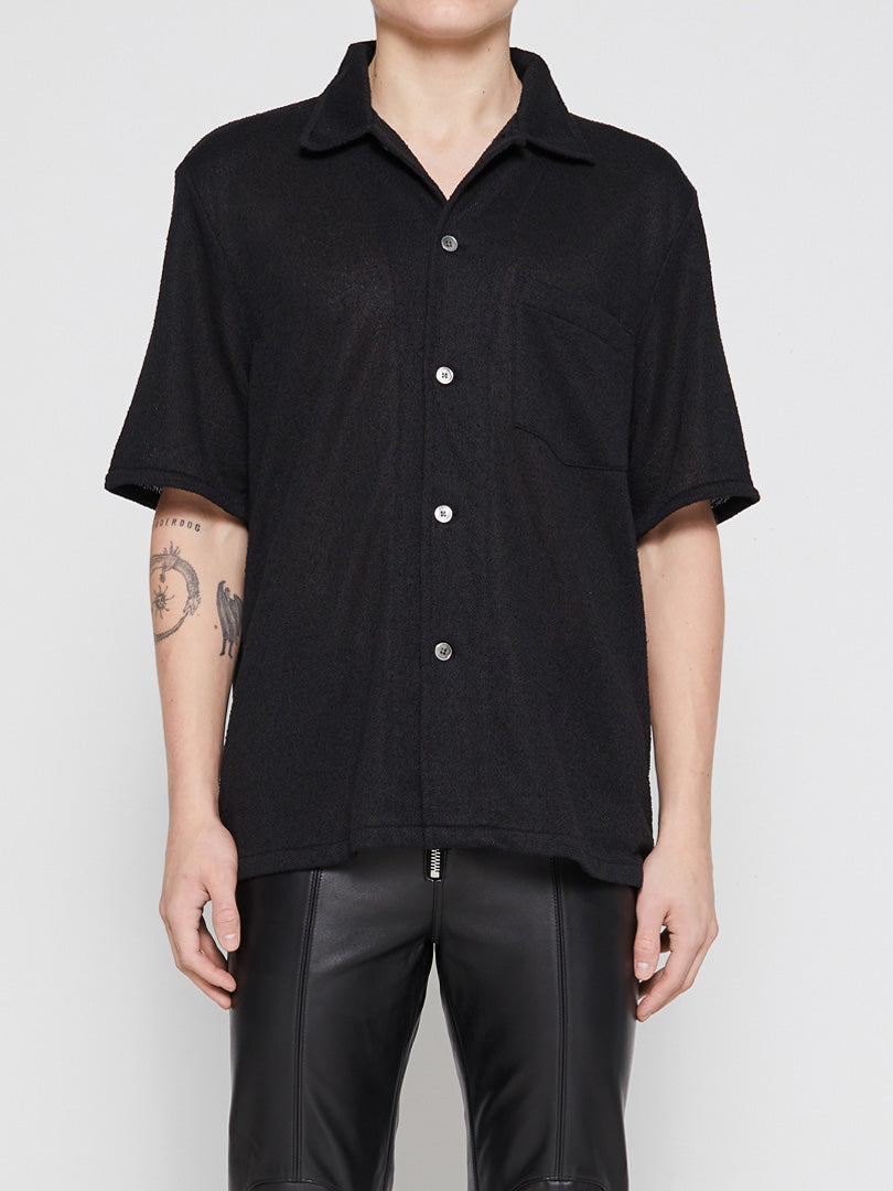 Our Legacy - Box Shirt Short Sleeved in Black Boucle