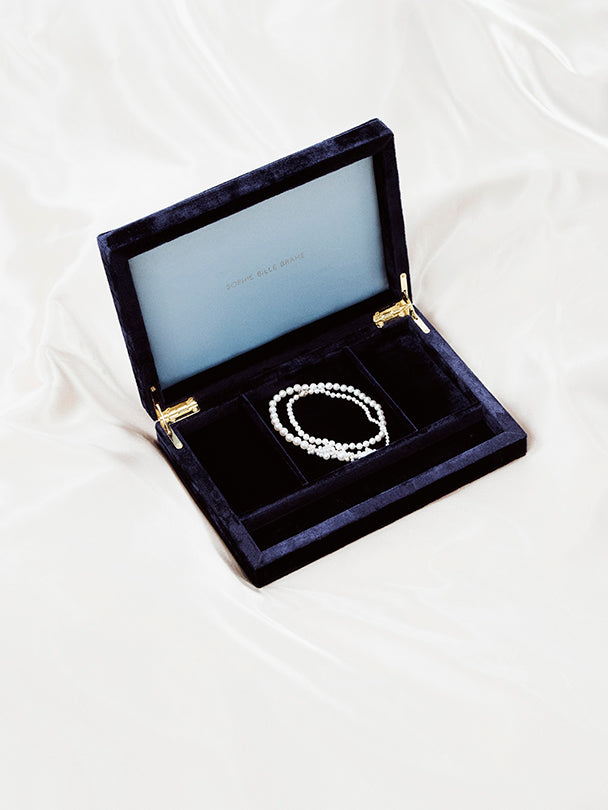 Trésor Velvet Jewelry Box in Deux Blue