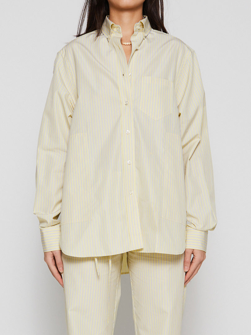 Saks Potts - William Shirt in Muted Yellow Stripe