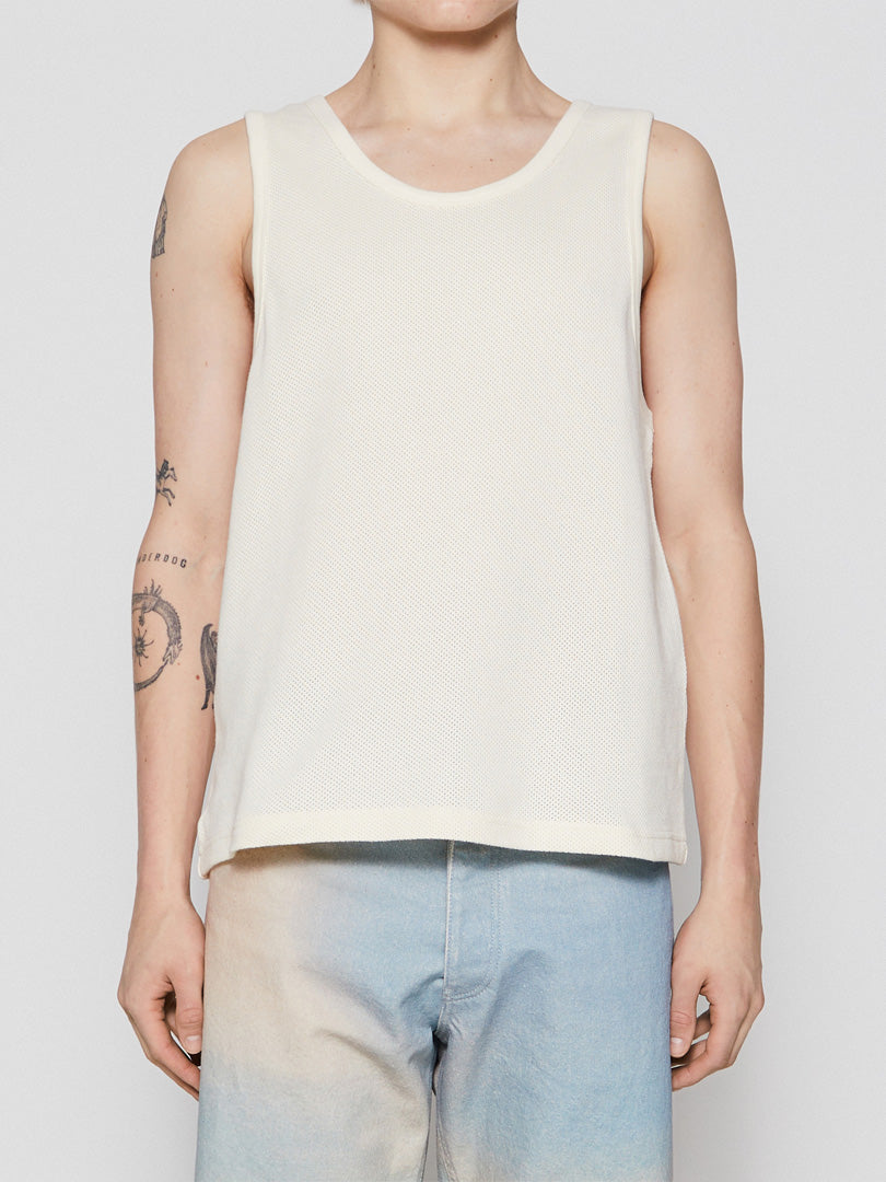 Mesh Tank Top in Off White