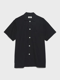 Tekla - Poplin Pyjamas Short Sleeve Shirt in All Black
