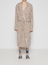 Tekla - Hooded Bathrobe in Kodiak Stripes