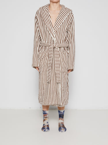 Tekla - Hooded Bathrobe in Kodiak Stripes
