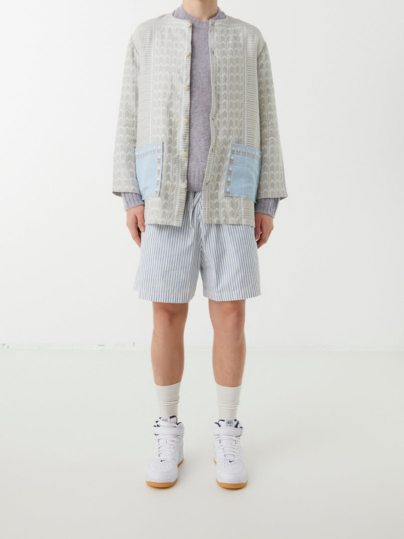 Poplin Pyjamas Shorts in Placid Blue Stripes